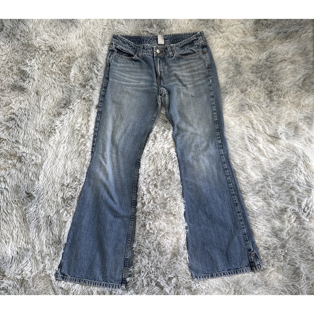 VINTAGE Lucky Jeans Womens 6 dungarees USA MADE Tear In Patch Distress READ